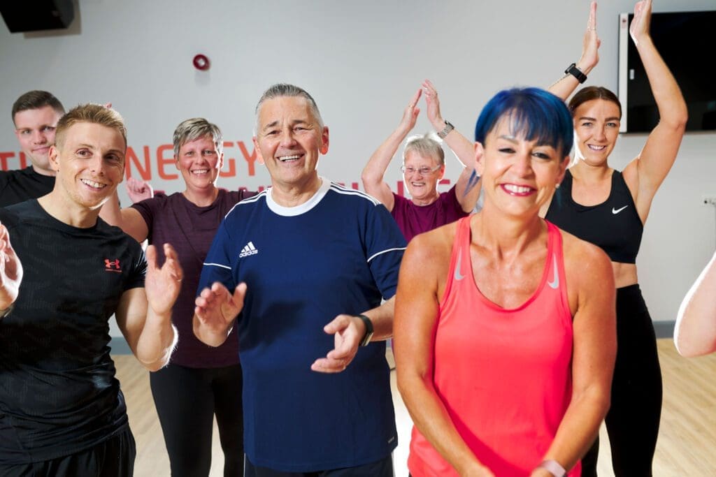 Fitness class in action